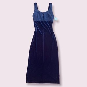 Vintage 90s Black Velvet Grunge Maxi Dress